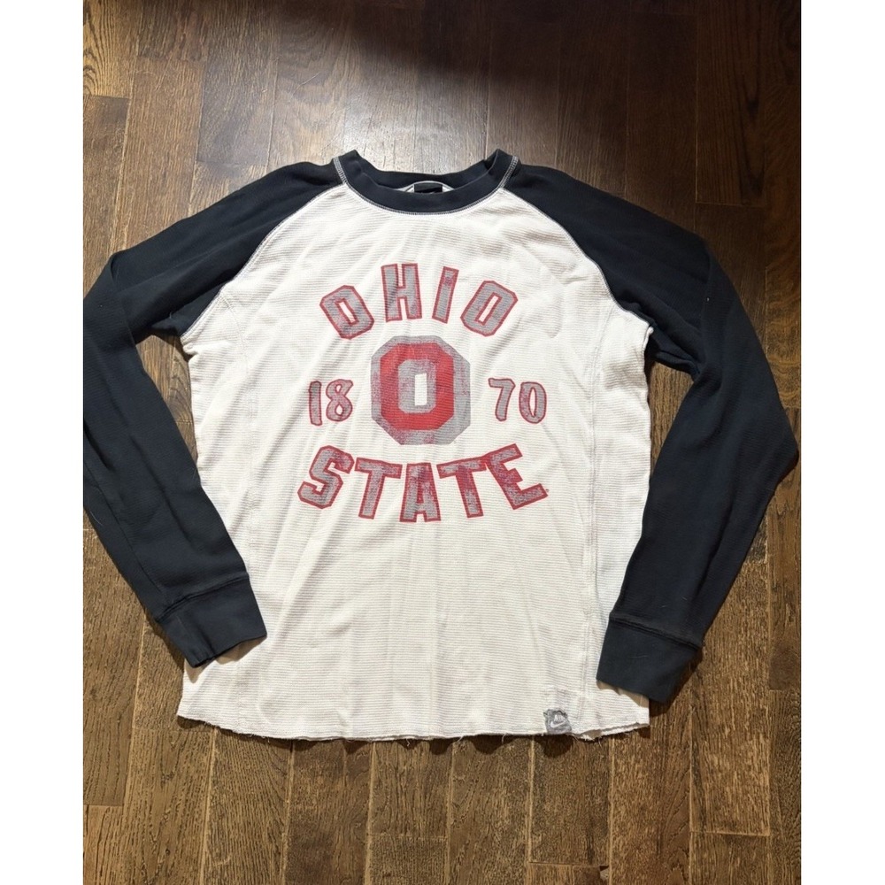 OHIO STATE BUCKEYES Nike pure cotton thermal Raglan style Jersey Shirt men's M